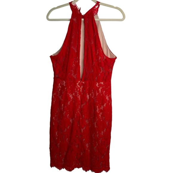 Sans Souci Red Lace Halter Sleeveless bodycon Dress Size XL - Picture 12 of 13